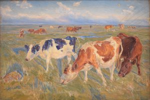 Weidende Kühe auf der Insel Saltholm von Theodor Philipsen