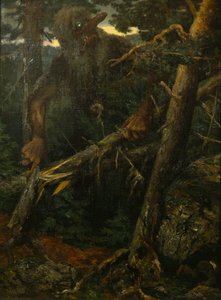 Alter Troll bricht Bäume im Wald von Theodor Kittelsen