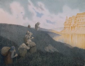 Auf dem Weg zu einem Fest im Trollschloss von Theodor Kittelsen