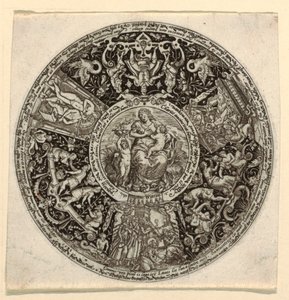 Entwurf für eine gravierte Tazza mit einer Allegorie der Nächstenliebe von Theodor de Bry