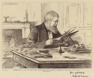 Berühmtheiten des Tages, der ehrenwerte Sir Stafford Northcote, Baronet, MP, DCL, GCB von Theodore Blake Wirgman