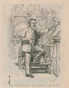 Bildhauer Thomas Woolner bei der Arbeit in seinem Atelier von Theodore Blake Wirgman