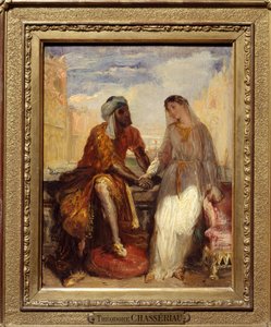 Othello und Desdemona in Venedig Illustration von Akt I der Tragödie „Othello“ von William Shakespeare von Théodore Chassériau