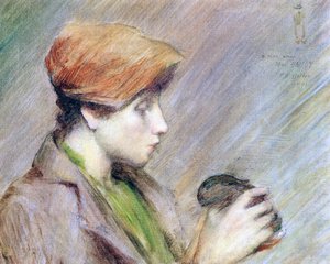 Suzanne Hoschedé mit einem Kaninchen, 1891 von Theodore Earl Butler