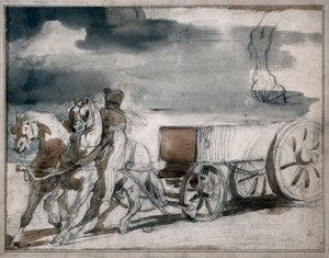 Munitionswagen, gezogen von zwei Pferden von Theodore Gericault