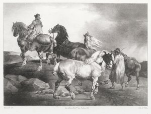 Pferde werden zum Jahrmarkt geführt von Theodore Gericault