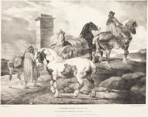 Pferde auf dem Weg zu einem Jahrmarkt von Theodore Gericault