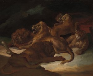 Löwen in einer bergigen Landschaft, ca. 1818-20