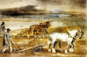 Szene des Pflügens in England, ca. 1820 von Theodore Gericault