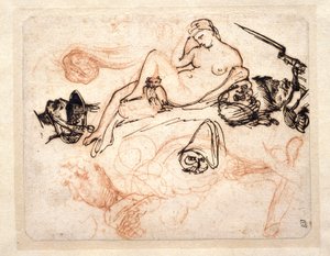 Studienblatt mit Michelangelos „Nacht“, einem Grenadier und weiteren Skizzen von Theodore Gericault
