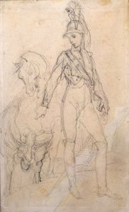 Studie eines Dragoners und seines Pferdes von Theodore Gericault