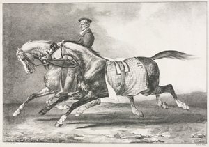 Zwei gescheckte Pferde beim Üben, 1822 von Theodore Gericault