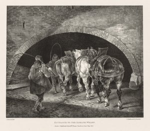Verschiedene Themen aus dem Leben und auf Stein gezeichnet: Eingang zum Adelphi Wharf, 1821 von Theodore Gericault