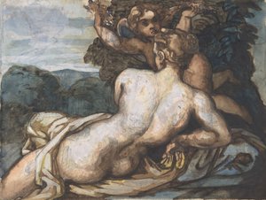 Venus und Amor in einer Landschaft, nach Annibale Carracci, 1816-17 von Theodore Gericault