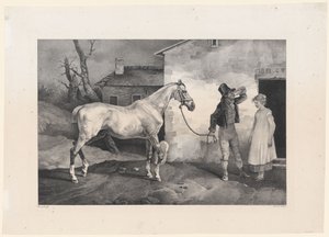 Altes Pferd an der Tür eines Gasthauses von Theodore Gericault