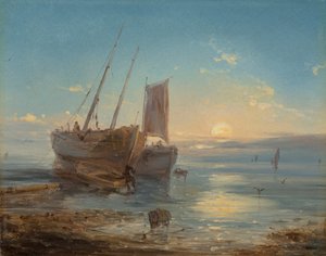 Boote am Strand bei Ebbe von Theodore Gudin