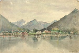 Sitka von den Inseln, zeigt das russische Schloss, 1888 von Theodore J. Richardson