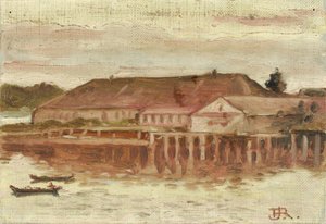 Handelsposten und Kai-Gebäude, Sitka, Abend von Theodore J. Richardson