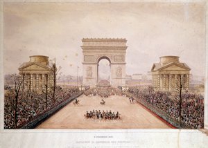 Der französische Kaiser Napoleon III. (1808-1873) betritt Paris am 2.12.1852. Aquarell von Théodore Jung (1803-1865)