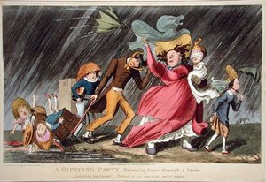 Eine Zigeunergruppe kehrt durch einen Sturm nach Hause zurück, veröffentlicht von Thomas McLean, London