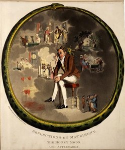 Reflexionen über die Ehe - Die Flitterwochen und danach, veröffentlicht ca.1920 von Theodore Lane