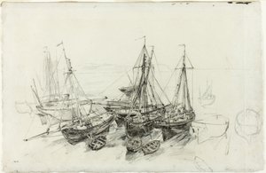 Fischerboote in Granville von Theodore Rousseau