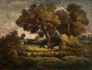 Landschaft mit Kohlenmeiler