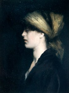 Chiaroscuro, ein Profil, der goldene Schal, ca. 1900
