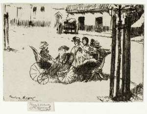 Kleine Mädchen und Kinderwagen, Chelsea Embankment von Theodore Roussel