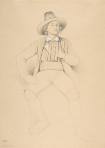 Ein Mann in Tiroler Tracht, sitzend, raucht eine Pfeife von Theodore Valerio