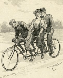 Fahrrad für drei Personen, genannt Tandemfahrrad