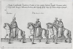 Lord Mayor und Aldermen im Trauerzug von Sir Philip Sidney auf dem Weg zur St. Pauls Kathedrale, 1587