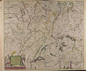 Accuratissima Rheni superioris Mosae et Mosellae tabula von Theodorus Danckerts