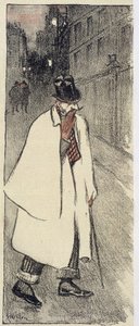 Mann mit Hut und Mantel, der auf der Straße geht - in „Gil Blas“ vom Nov. 1894 von Théophile Alexandre Steinlen