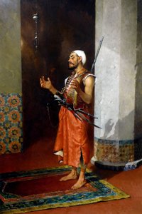 Türkischer Wächter beim Beten, spätes 19. - frühes 20. Jahrhundert von Theophile Marie Francois Lybaert