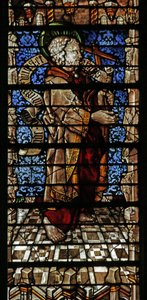 Fenster, das den Apostel St. Philippus mit Glaubensrolle darstellt, 1504