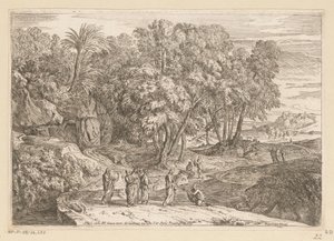 Arkadische Landschaft mit Christus und der kanaanäischen Frau von Théodore