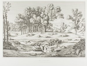 Ansicht einer der Quellen des Berges Pentéli von Théodore Caruelle d