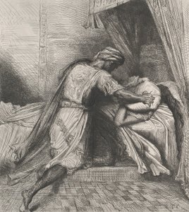 Er erstickt sie: Platte 13 aus Othello Akt 5, Szene 2, geätzt 1844, nachgedruckt 1900