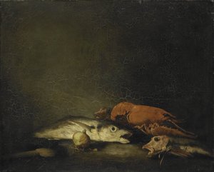 Stillleben mit Fischen und einem Hummer von Théodule Augustin Ribot