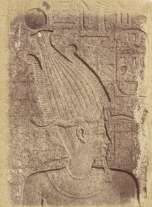 Nahaufnahme einer Skulptur (Profil eines Kopfes), Karnak
