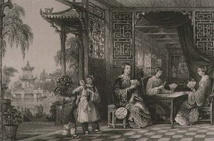 Damen einer Mandarin-Familie beim Kartenspiel, aus 