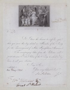 Bestätigungsschreiben der Wahl zur Mitgliedschaft in der Gesellschaft zur Förderung von Kunst, Manufakturen und Handel