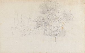 Studie von Bäumen und einem kleinen Gebäude auf dem Gelände von Merton Place von Thomas Baxter