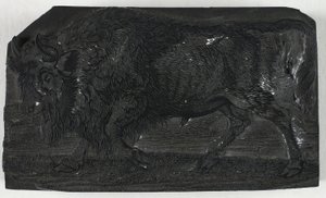 Holzschnitt für Der Urus oder Wildstier, aus Eine allgemeine Geschichte der Vierfüßer von Thomas Bewick