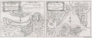 Karten von Captain James Cook: Eingang des Endeavour River und Botany Bay in New South Wales