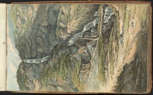 Album mit Landschafts- und Figurenstudien. Ein Wasserfall von Thomas Bradshaw