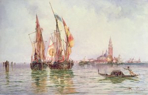 Fischerboote in der Nähe von San Giorgio Maggiore, Venedig von Thomas Bush Hardy