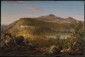 Ein Blick auf die zwei Seen und das Mountain House, Catskill Mountains, Morgen
