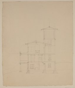 Zeichnung der vorgeschlagenen Villa in Catskill, ca. 1801-48